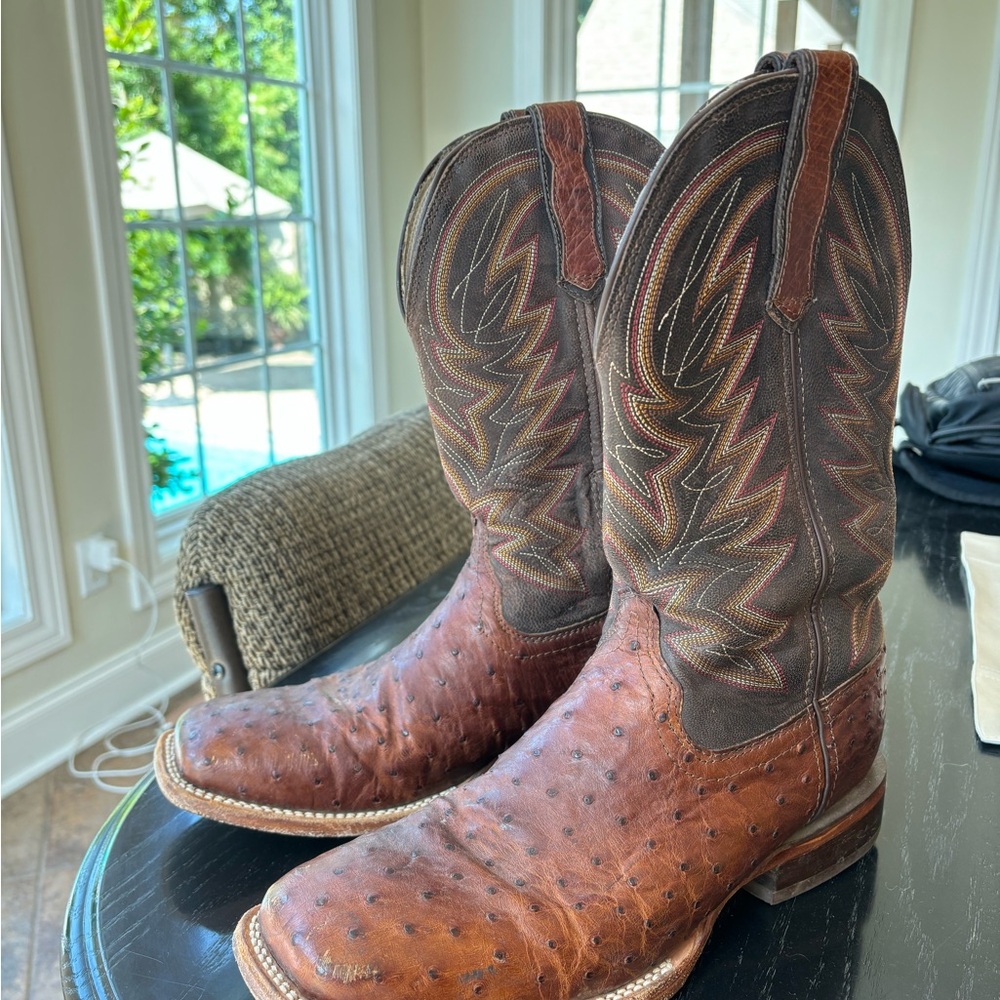 Durango Brown Cowboy Western Boots Ostrich Texture